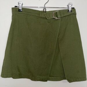Olive denim mini skirt